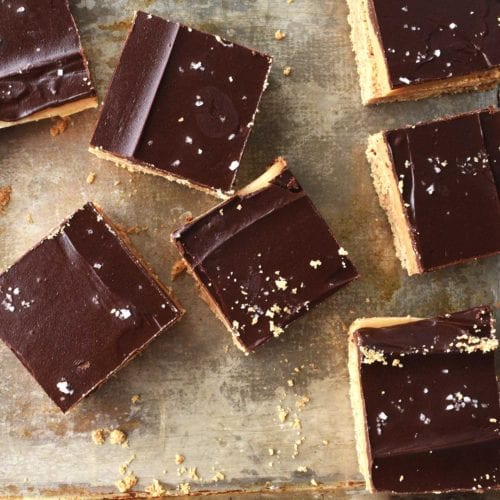 Millionaire Bars with Almond Butter Shortbread 🍫 - Derivative Dishes 🍝