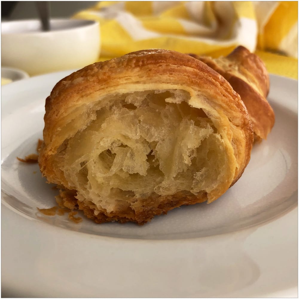 How to make croissants: The interior of a flaky, homemade croissant. 